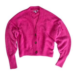 UO Thea Pink Fuzzy Knit Oversized Cardigan Size S